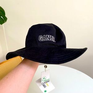 Ganni black bucket hat brand new with tags